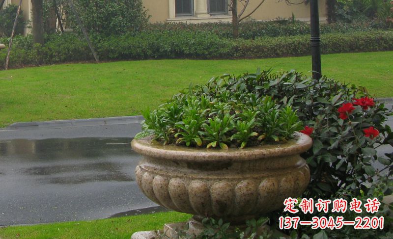 桂林别墅景观大理石花盆石雕 (4)