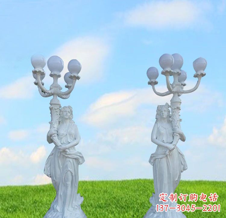 桂林美女雕塑玻璃钢西方美女路灯的艺术精髓
