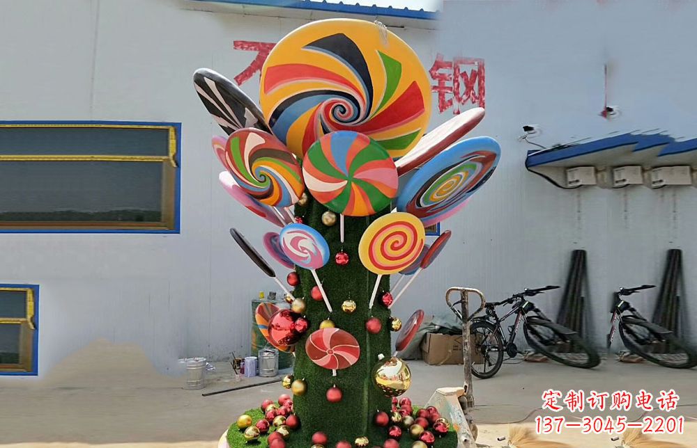 桂林不锈钢彩色棒棒糖雕塑艺术与景观的完美结合