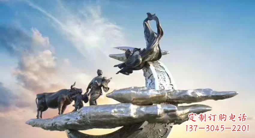 桂林不锈钢嫦娥奔月典故雕塑
