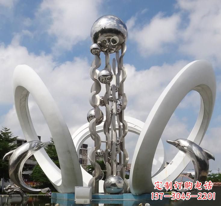 桂林不锈钢城市艺术海豚雕塑