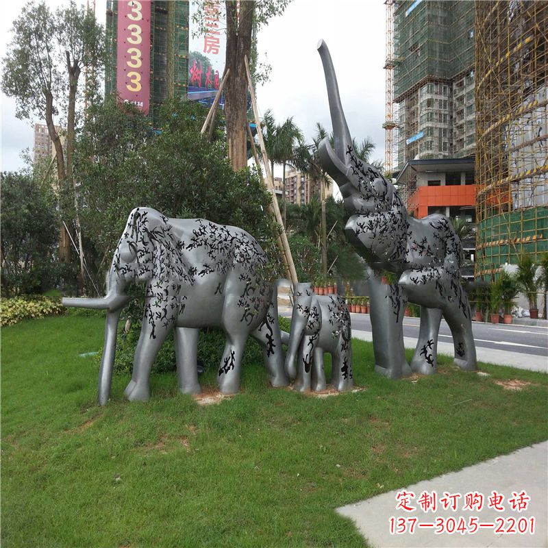 桂林不锈钢大象雕塑小区园林的精美装饰