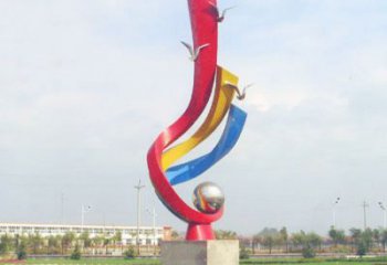 桂林不锈钢彩色海鸥海浪雕塑——美丽传承