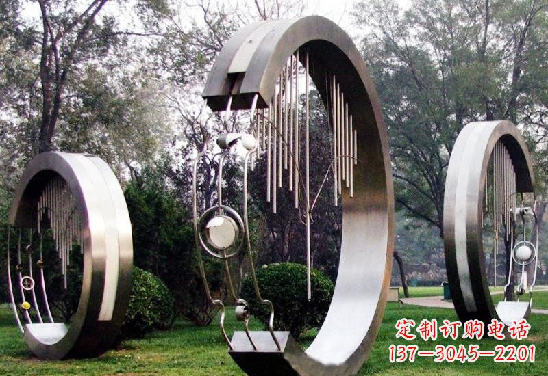 桂林不锈钢抽象圆环聆听雕塑