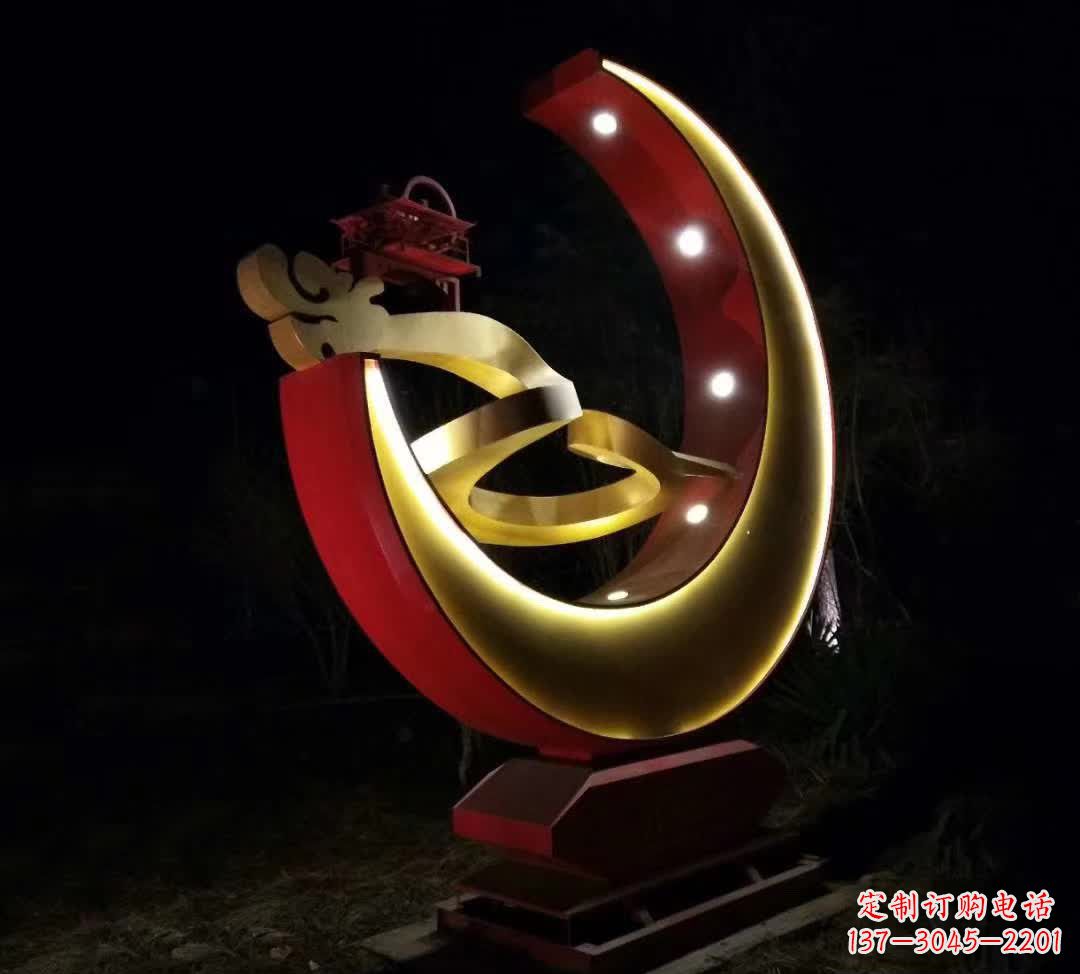 桂林不锈钢月亮雕塑静谧中的经典之美