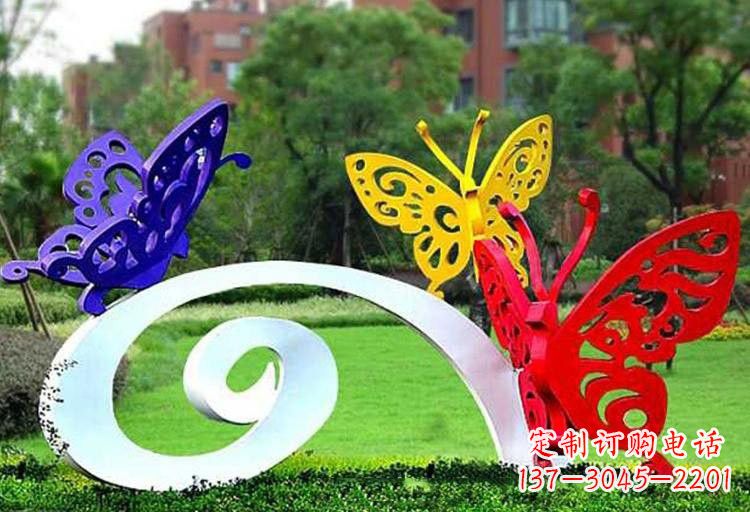桂林彩色蝴蝶雕塑,点亮不锈钢公园