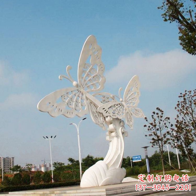 桂林不锈钢蝴蝶景观雕塑,公园园林广场动物景观标识