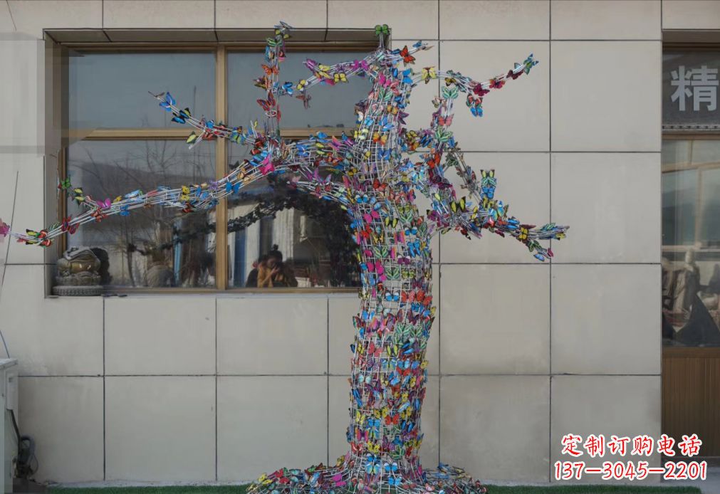 桂林不锈钢花蝴蝶树雕塑户外摆件