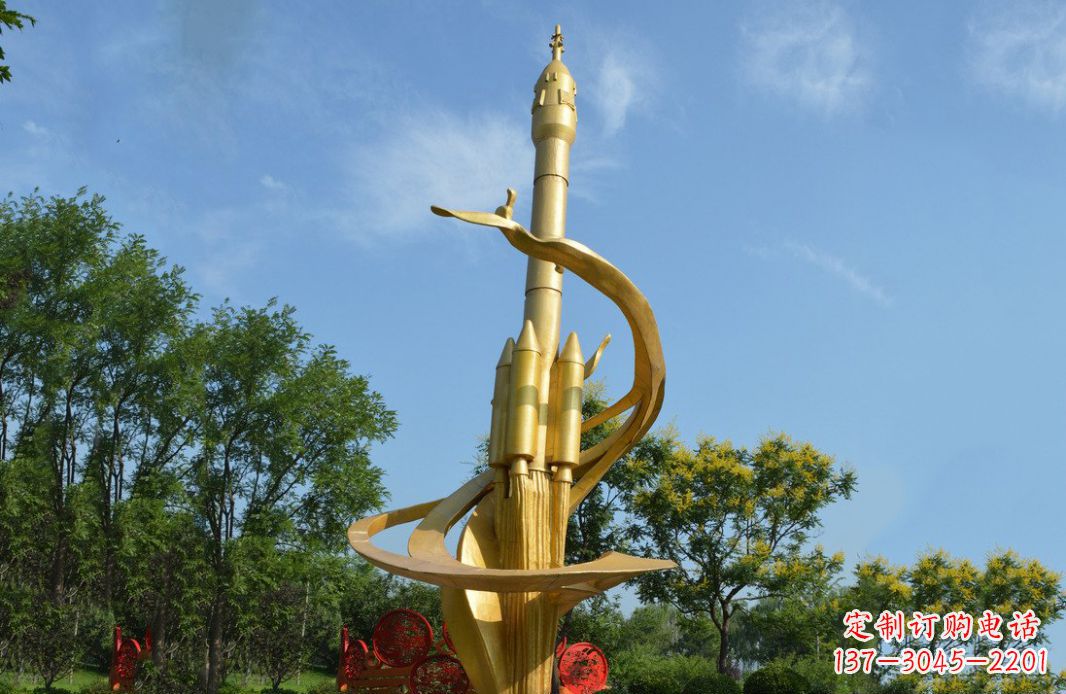 桂林火箭飞向蓝天不锈钢火箭广场景观雕塑