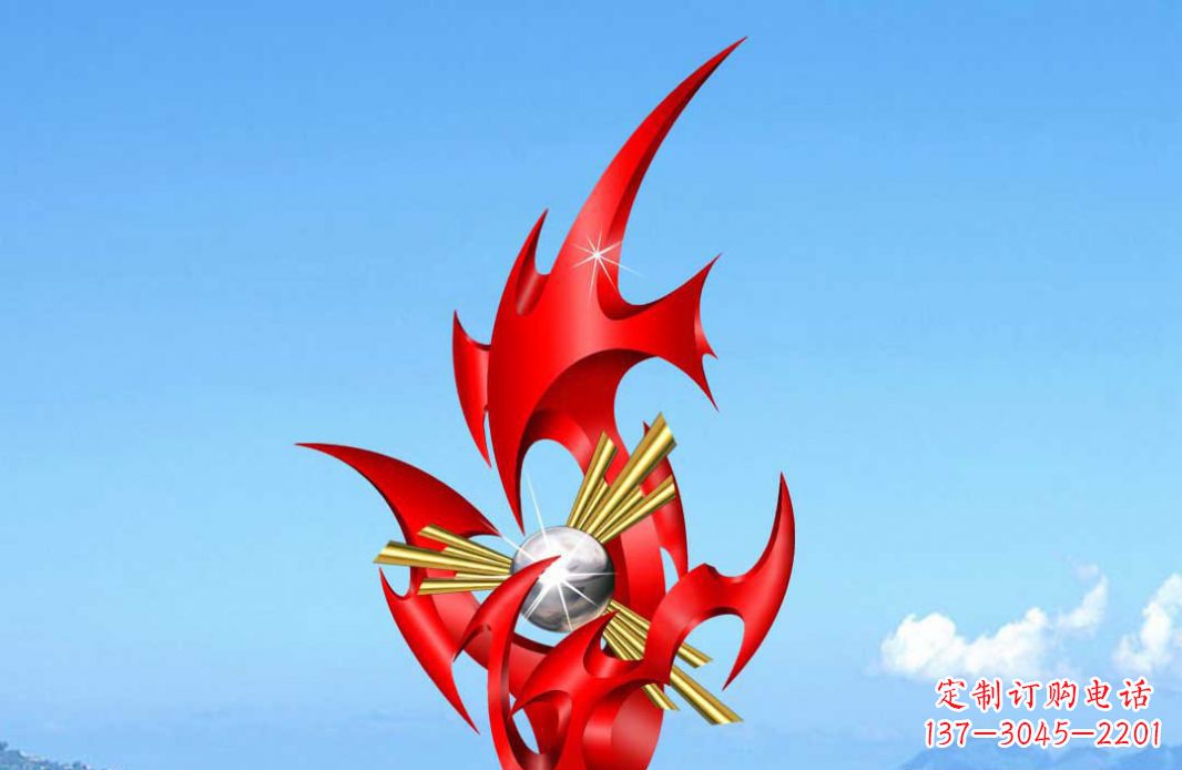 桂林不锈钢火苗抽象景观雕塑给城市添彩