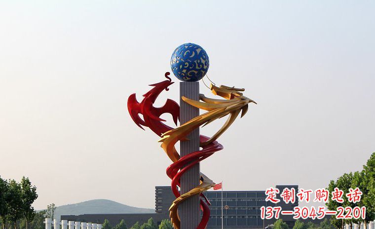 桂林龙凤呈祥一对不锈钢雕塑的精彩展示