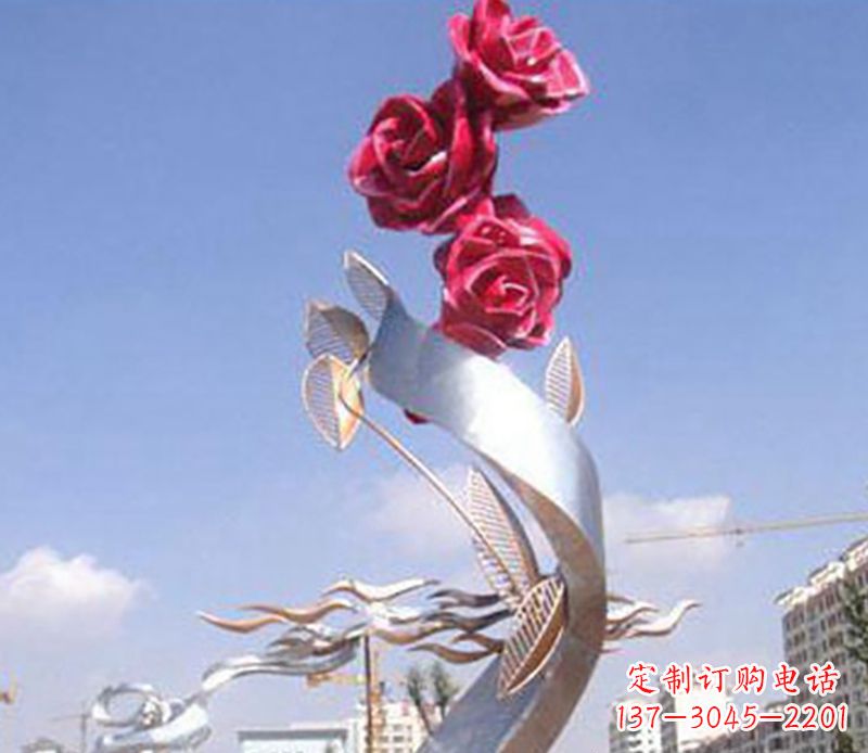 桂林不锈钢玫瑰雕塑精美的艺术品