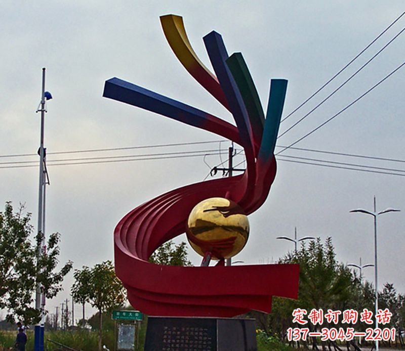 桂林不锈钢飘带雕塑艺术与自然的完美结合