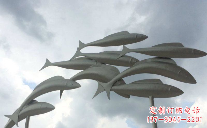 桂林不锈钢鱼群动物雕塑
