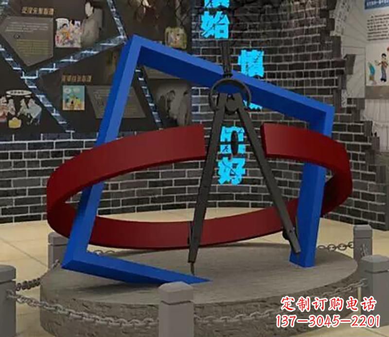 桂林不锈钢圆规雕塑实现景观美化的艺术之作
