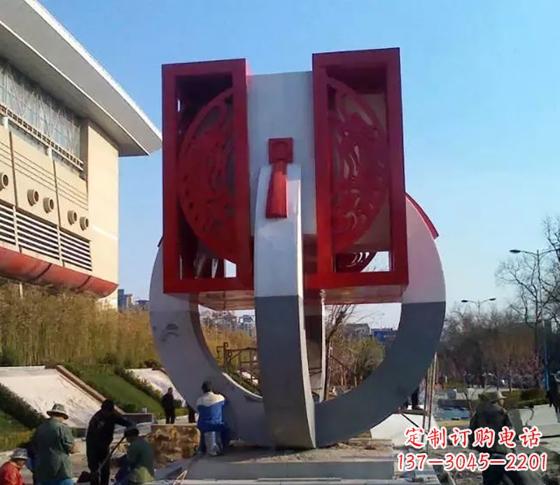桂林不锈钢圆环雕塑象征着永恒的美