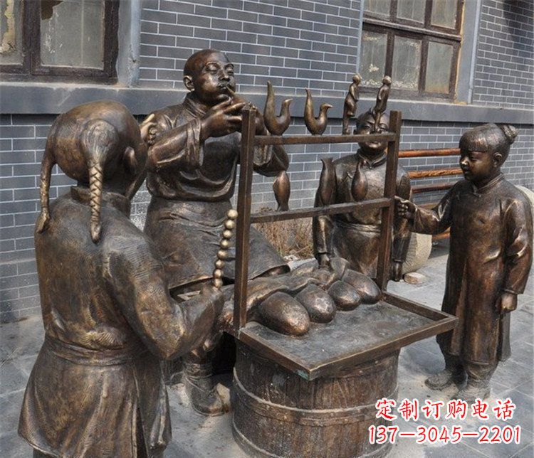 桂林吹糖人街边小品铜雕雕塑