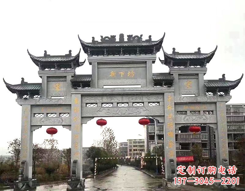 桂林村庄石牌坊雕刻