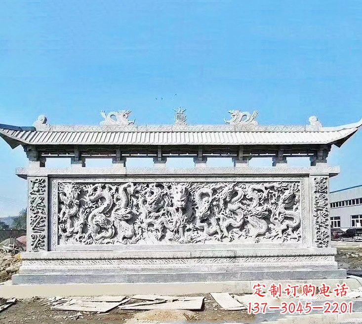 桂林精美大理石九龙壁雕塑