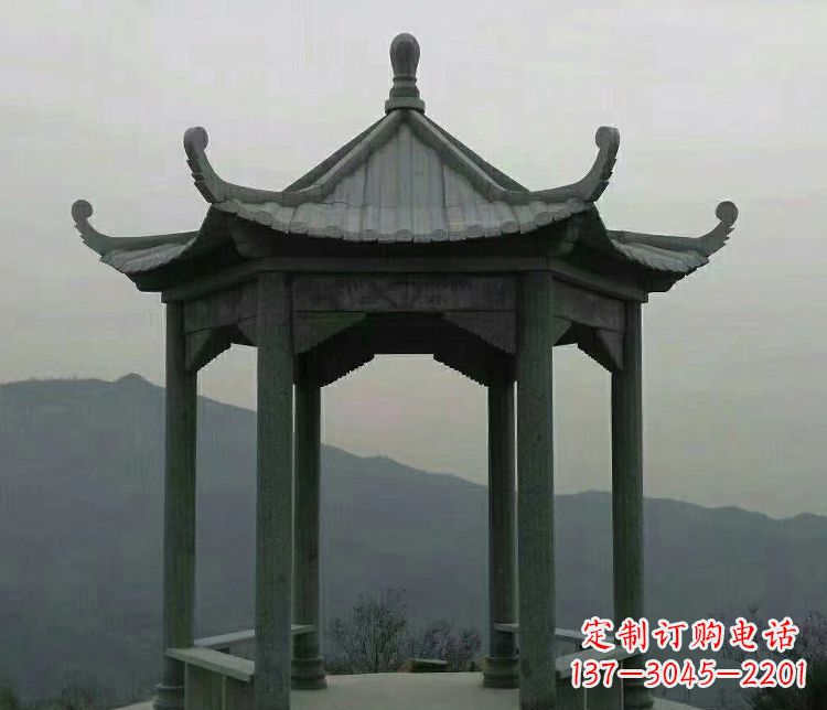 桂林考究工艺,奢华大理石六角凉亭雕塑