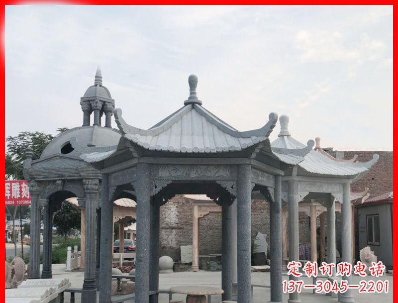 桂林六角凉亭石雕