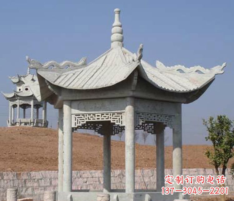 桂林精美大理石六角凉亭石雕