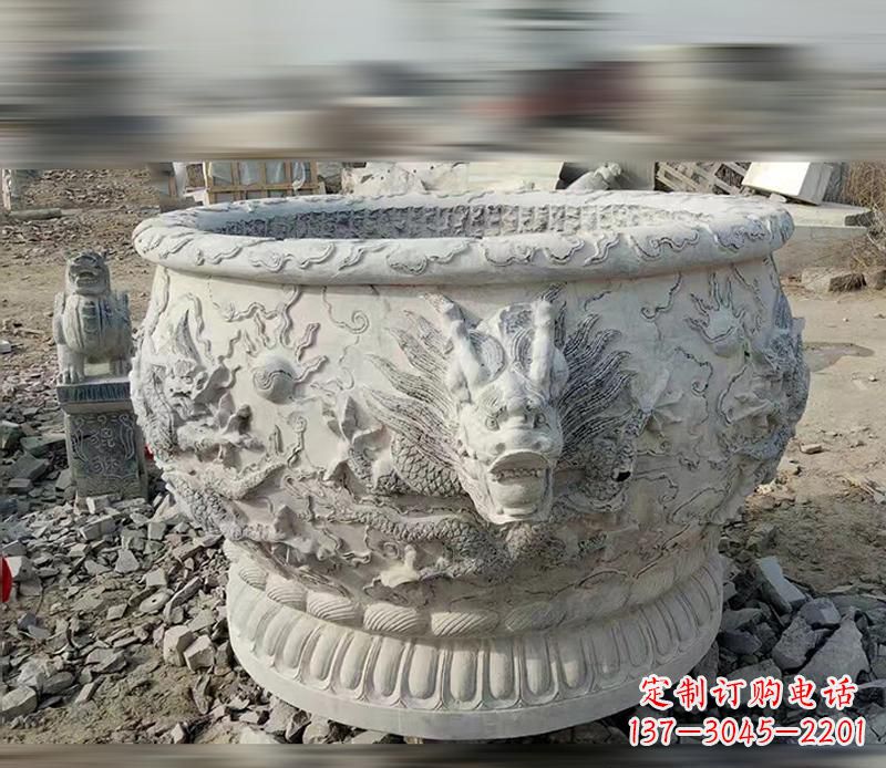 桂林大理石龙浮雕水缸精美精致,让您的家居生活更加有意义