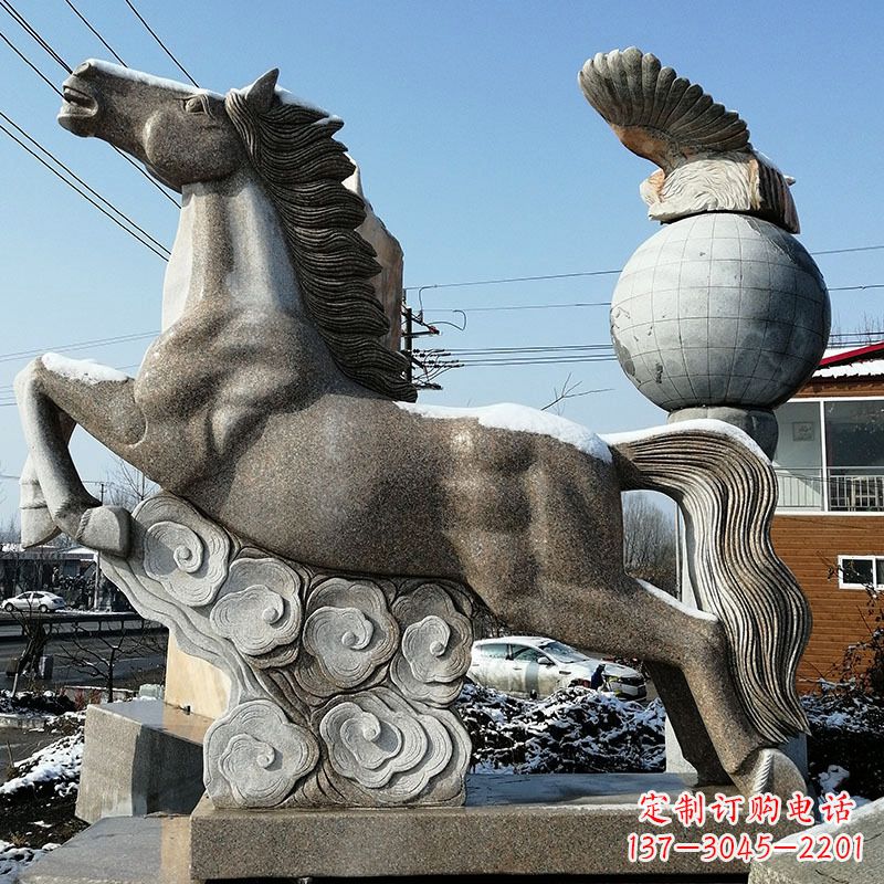 桂林大理石马踏祥云石雕