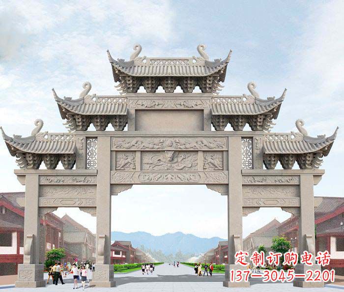 桂林大理石三门石雕牌坊