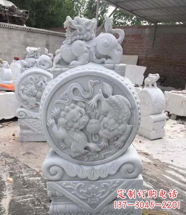 桂林大理石狮子抱鼓石雕塑