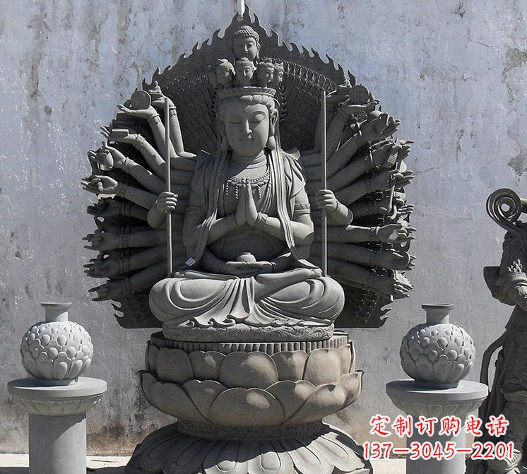 桂林宗教庙宇千手观音大理石雕塑