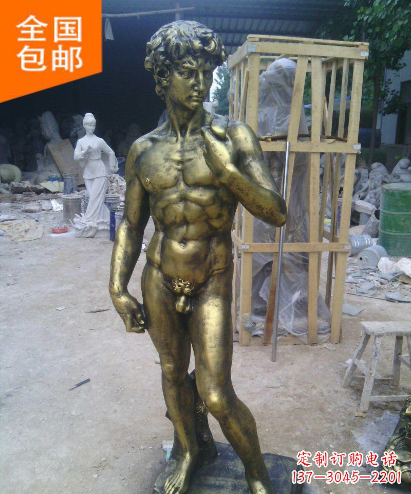 桂林大卫玻璃钢仿铜西方人物雕塑