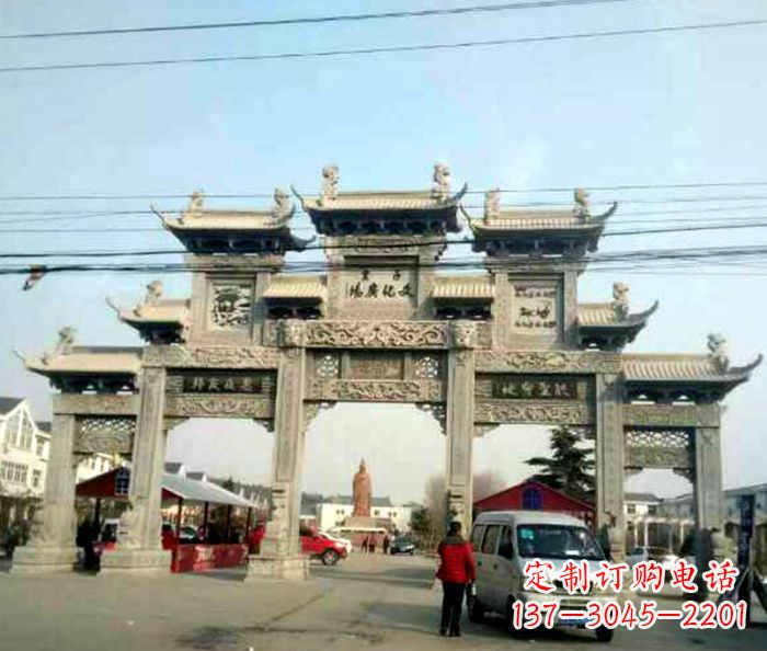 桂林大型五门石雕牌坊 (3)