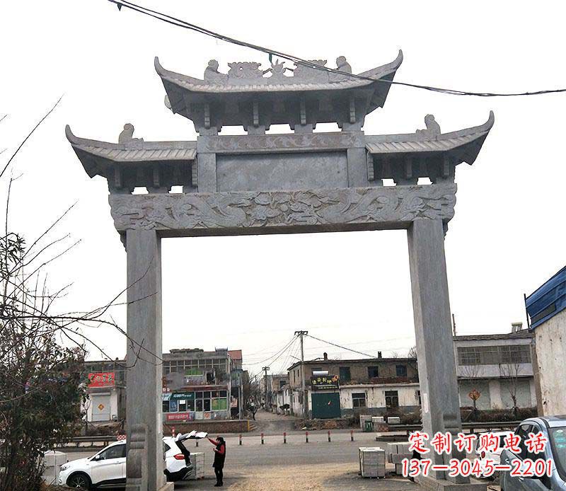 桂林单门大理石牌坊石雕_1