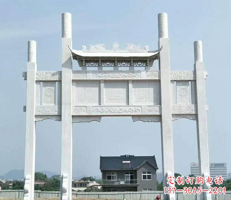 桂林道路三门牌坊石雕 (4)