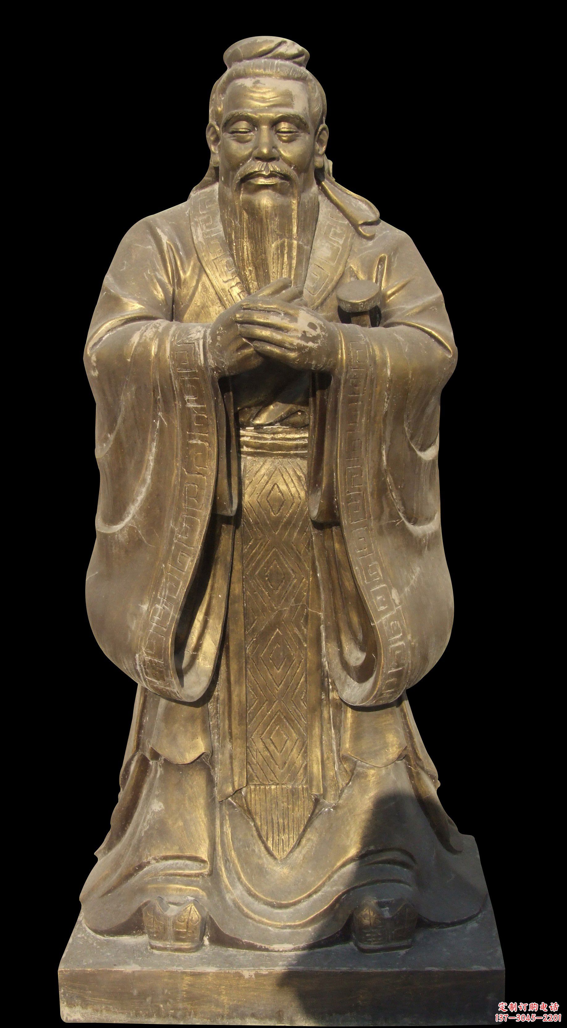 桂林手工精美锻铜孔子铜雕像