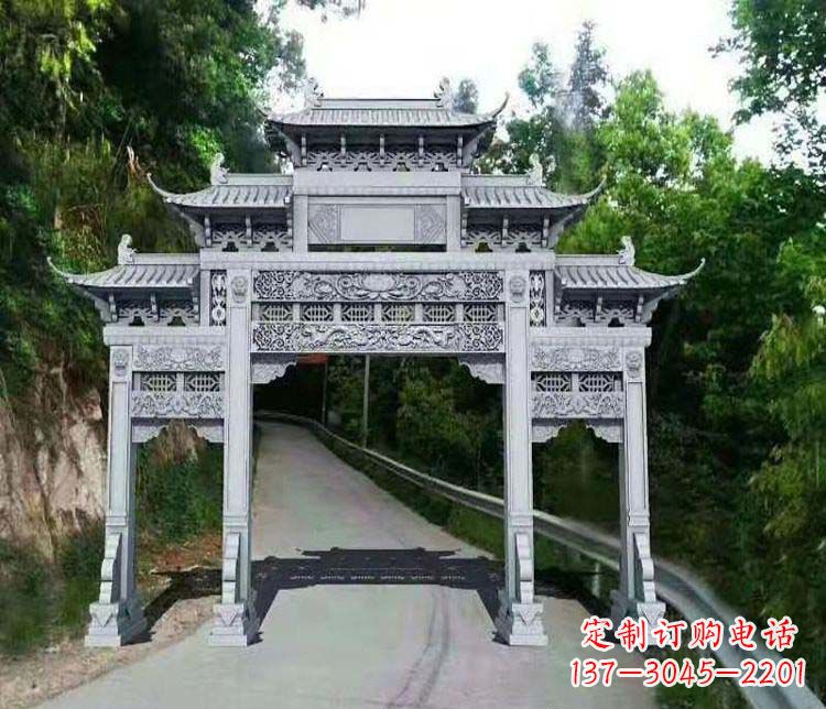 桂林仿古三门牌坊石雕