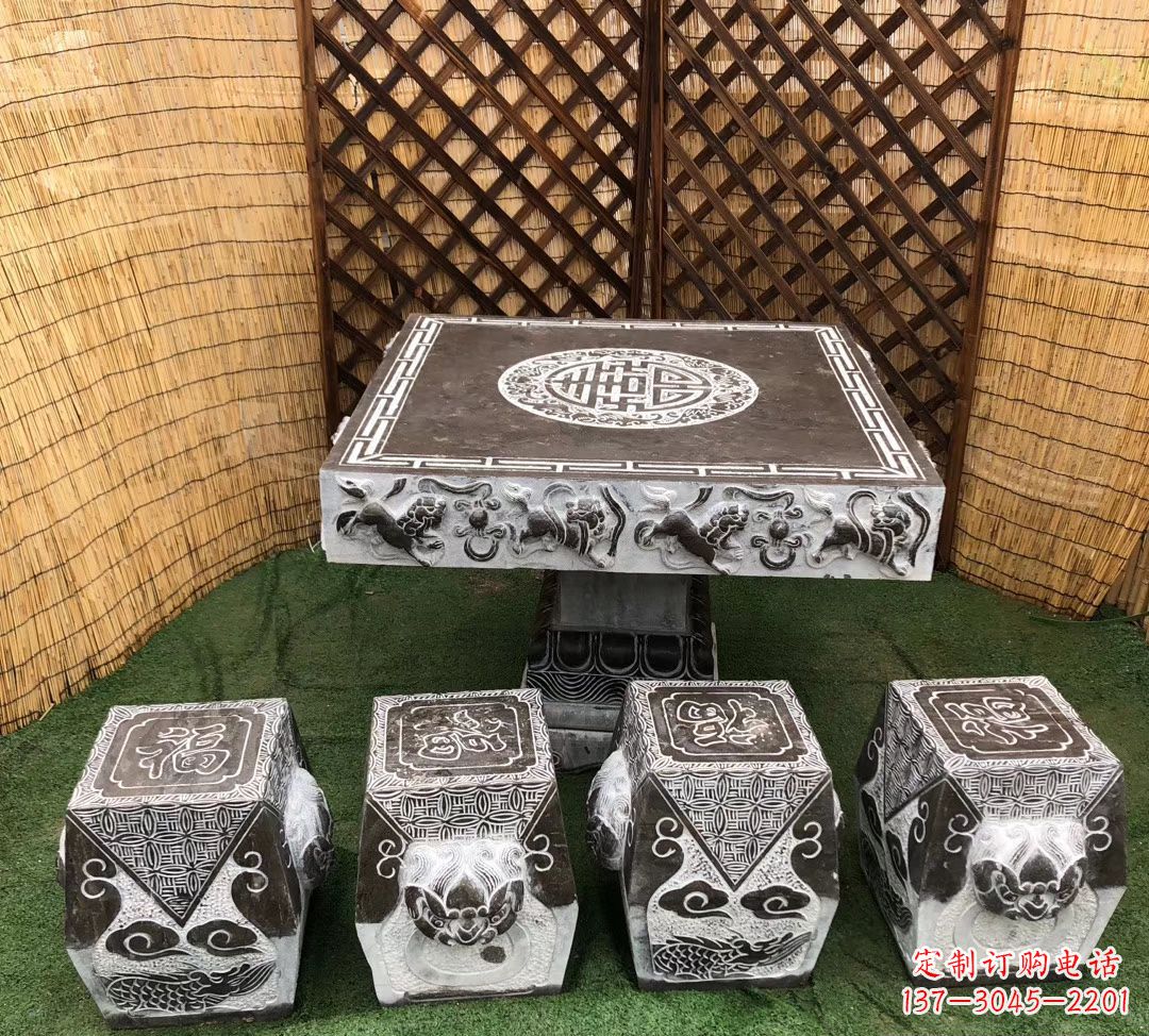 桂林仿古石桌凳公园景观石雕