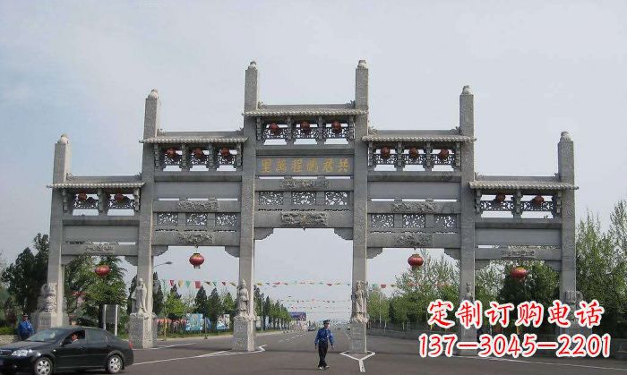 桂林仿古五门石雕牌坊 (2)