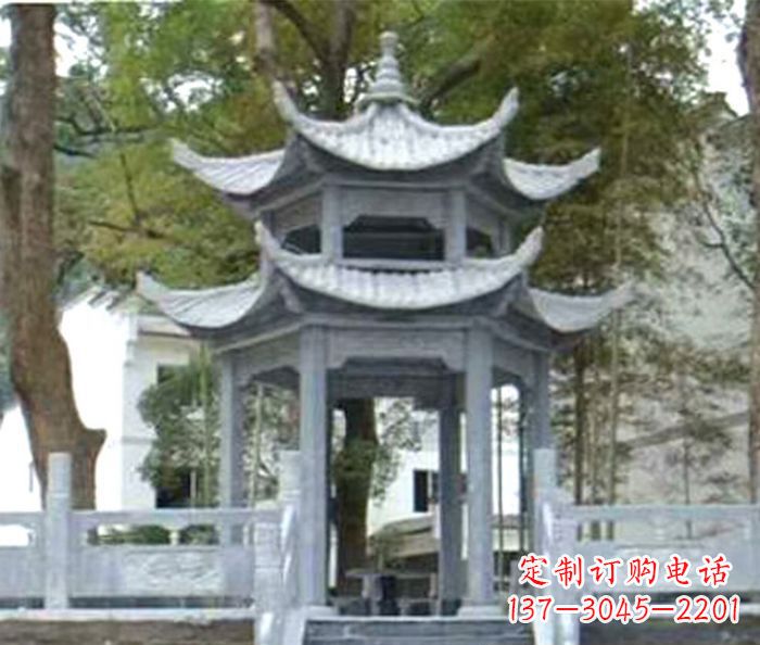 桂林仿古园林双层石雕凉亭