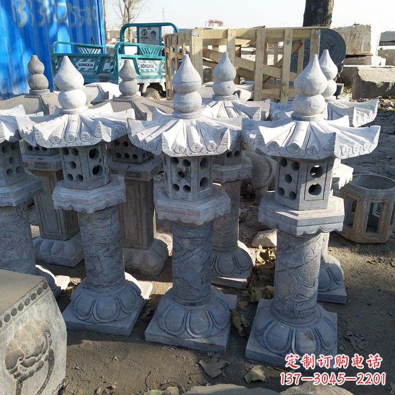 桂林高墩青石中式灯笼雕塑