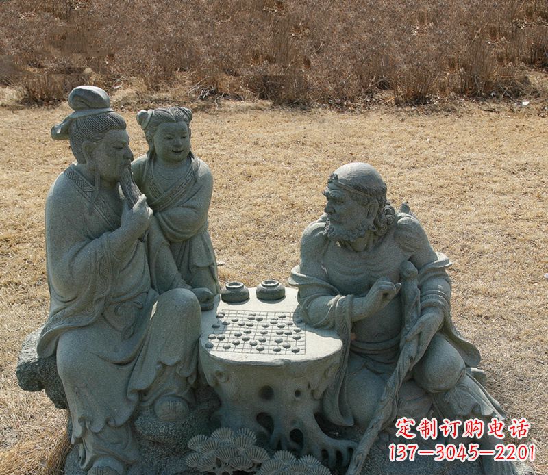 桂林公园八仙下棋小品铜雕