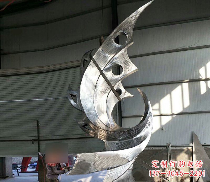 桂林公园不锈钢抽象凤凰景观雕塑 (3)