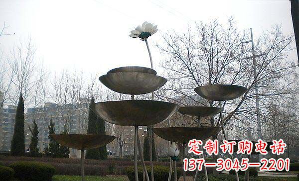 桂林中领雕塑定制不锈钢荷花景观雕塑