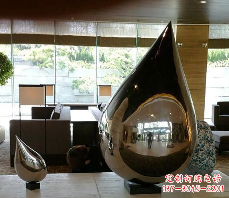桂林公园不锈钢水滴球景观雕塑
