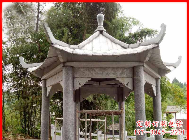 桂林公园大理石六角凉亭石雕