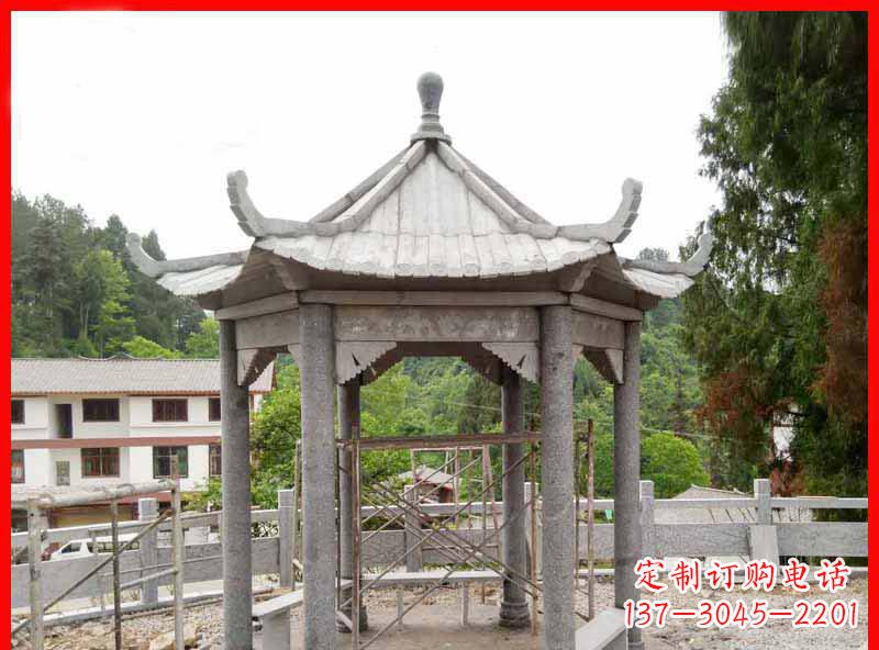 桂林公园大理石六角石雕凉亭