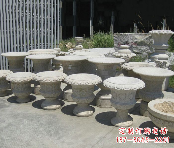桂林大理石花盆石雕艺术品
