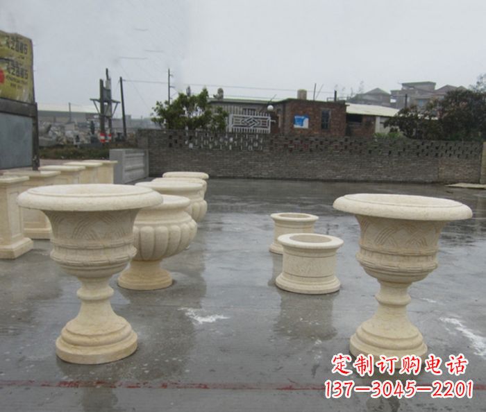 桂林完美绽放——大理石花盆石雕