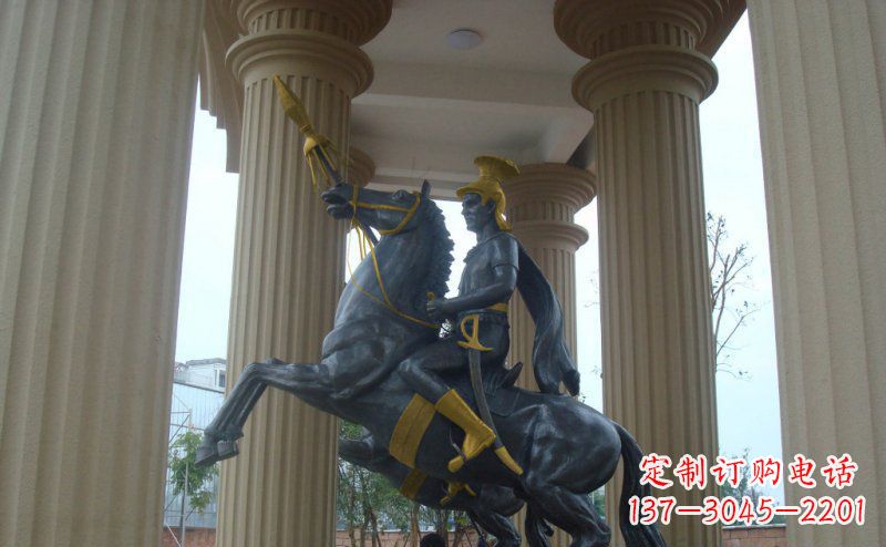 桂林公园骑马的罗马士兵人物铜雕